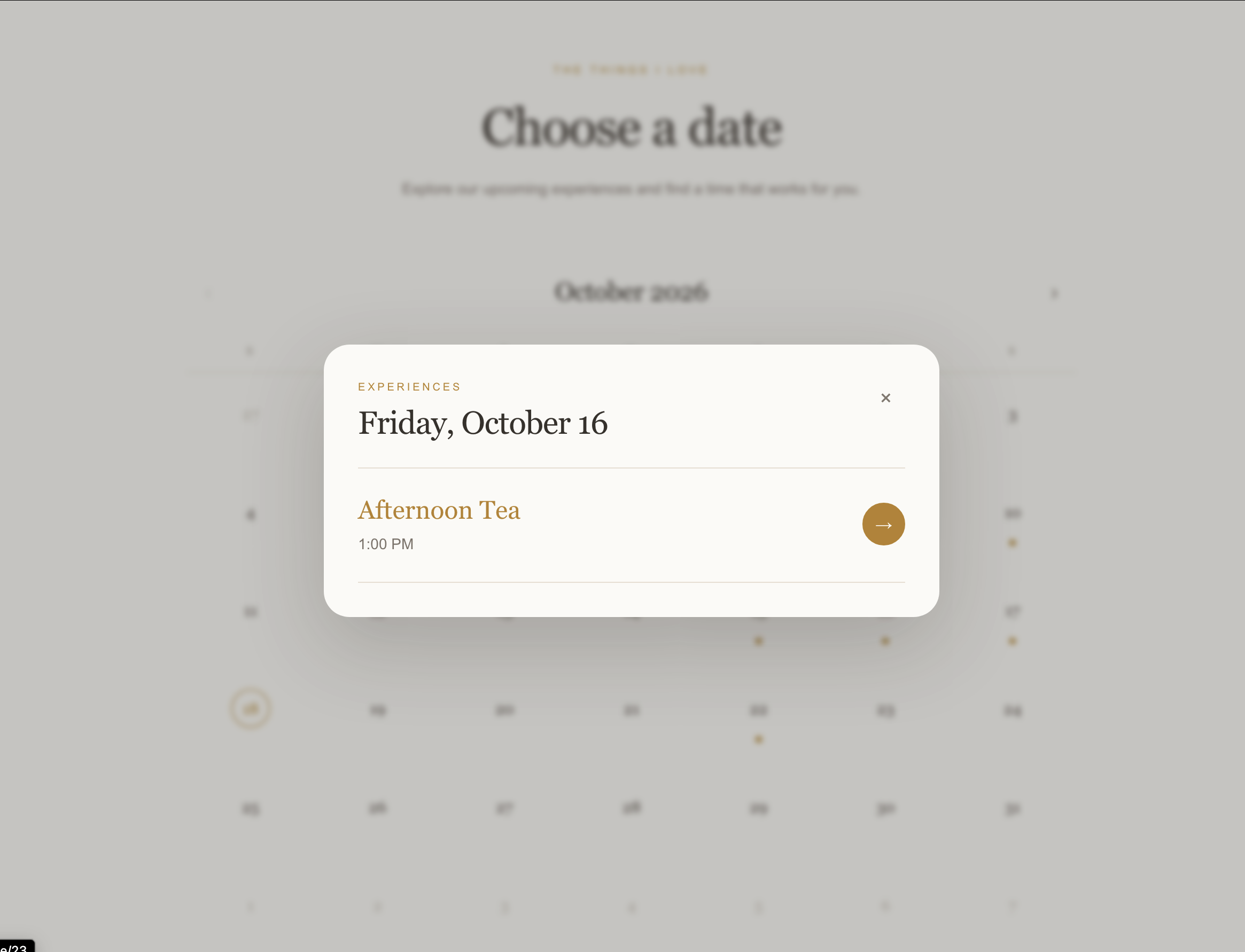 Date selection interface
