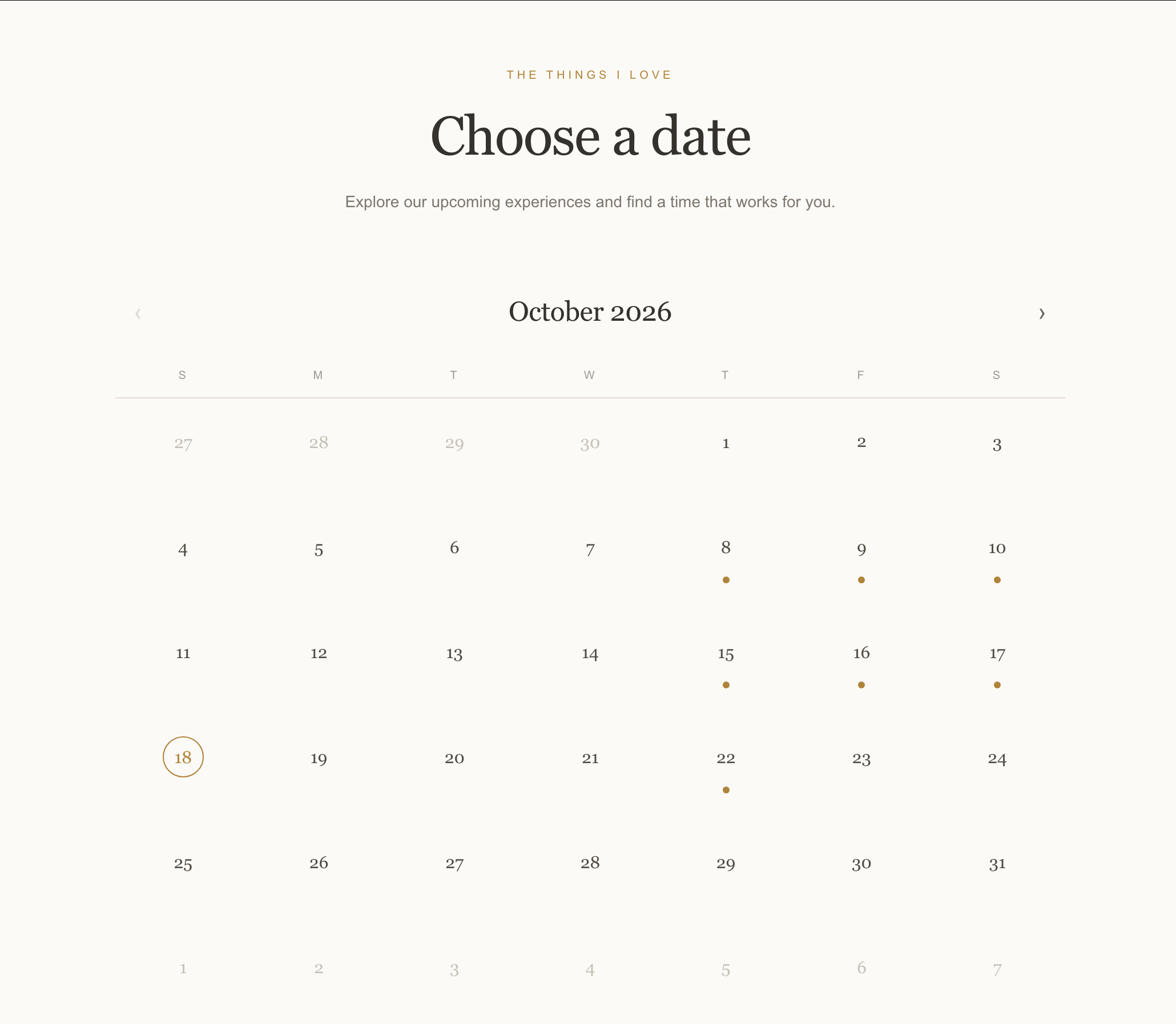 Reservation calendar interface